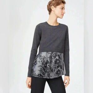 Club Monaco Gray and Black Lace Sweater